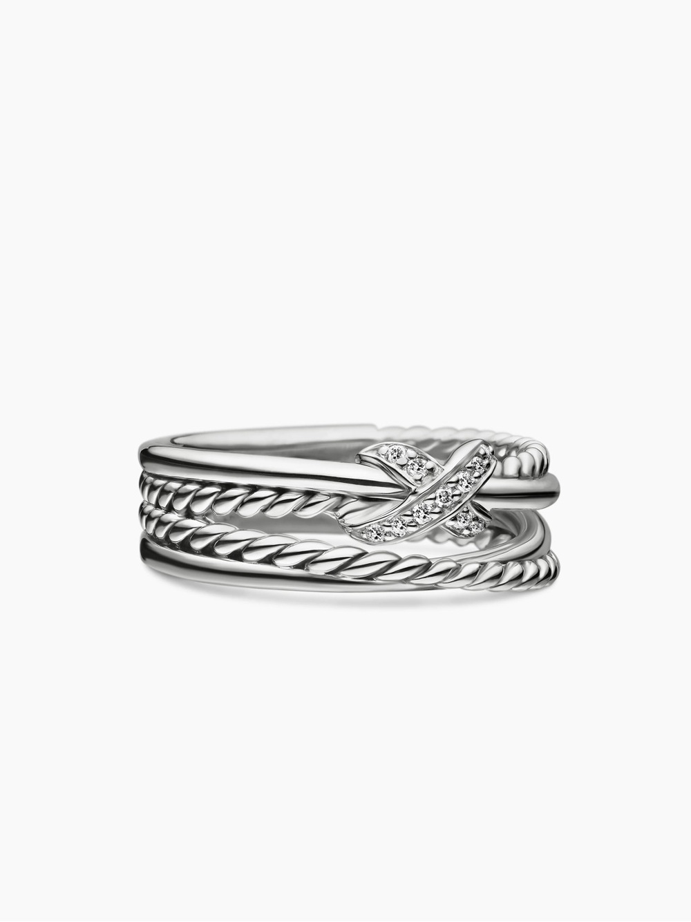 David Yurman X Crossover Cable Ring with Diamonds Size 6